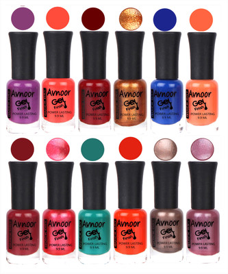 

Avnoor Trendy Color Gel Nail Polish Combo Set No 356 Multicolor(Pack of 12)