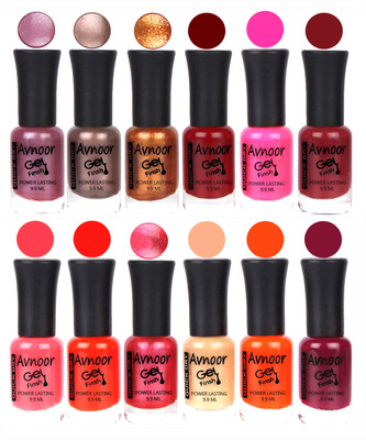 

Avnoor Trendy Color Gel Nail Polish Combo Set No 381 Multicolor(Pack of 12)