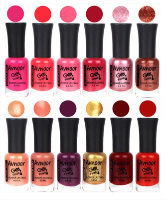 

Avnoor Trendy Color Gel Nail Polish Combo Set No 295 Multicolor(Pack of 12)