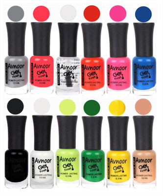 

Avnoor Trendy Color Gel Nail Polish Combo Set No 630 Multicolor(Pack of 12)
