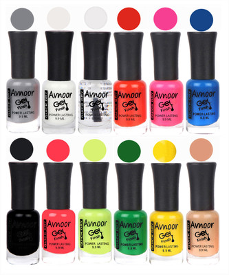 

Avnoor Trendy Color Gel Nail Polish Combo Set No 631 Multicolor(Pack of 12)
