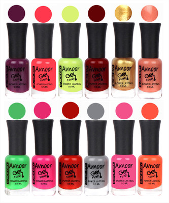 

Avnoor Trendy Color Gel Nail Polish Combo Set No 472 Multicolor(Pack of 12)