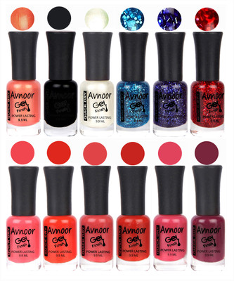 

Avnoor Trendy Color Gel Nail Polish Combo Set No 199 Multicolor(Pack of 12)