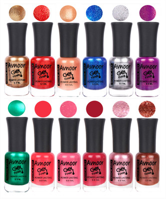 

Avnoor Trendy Color Gel Nail Polish Combo Set No 234 Multicolor(Pack of 12)