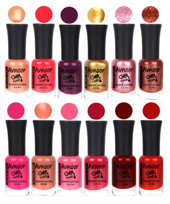 

Avnoor Trendy Color Gel Nail Polish Combo Set No 303 Multicolor(Pack of 12)
