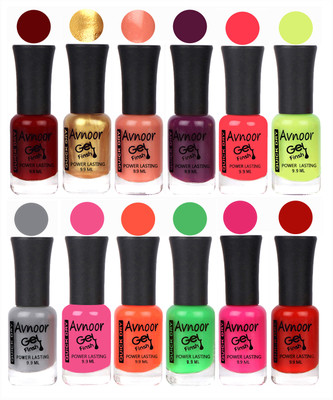 

Avnoor Trendy Color Gel Nail Polish Combo Set No 474 Multicolor(Pack of 12)