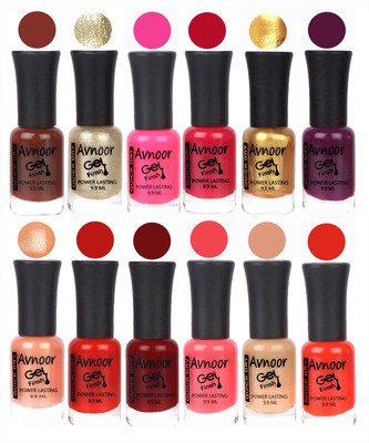 

Avnoor Trendy Color Gel Nail Polish Combo Set No 551 Multicolor(Pack of 12)