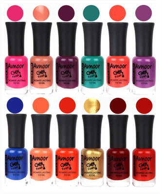 

Avnoor Trendy Color Gel Nail Polish Combo Set No 451 Multicolor(Pack of 12)