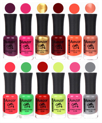 

Avnoor Trendy Color Gel Nail Polish Combo Set No 467 Multicolor(Pack of 12)