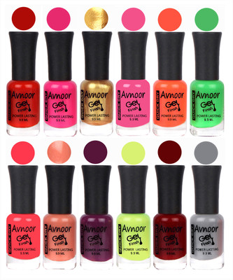 

Avnoor Trendy Color Gel Nail Polish Combo Set No 464 Multicolor(Pack of 12)