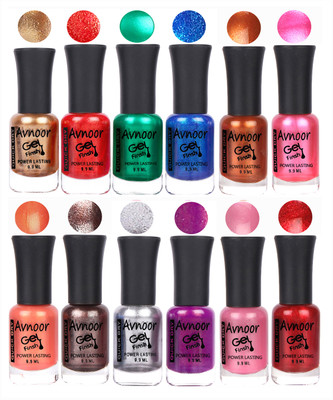 

Avnoor Trendy Color Gel Nail Polish Combo Set No 291 Multicolor(Pack of 12)