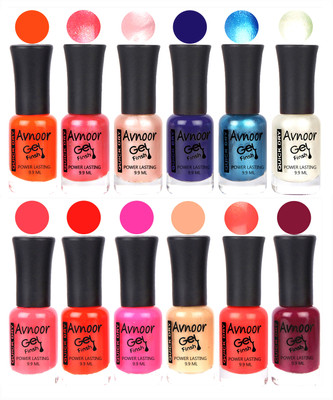 

Avnoor Trendy Color Gel Nail Polish Combo Set No 415 Multicolor(Pack of 12)