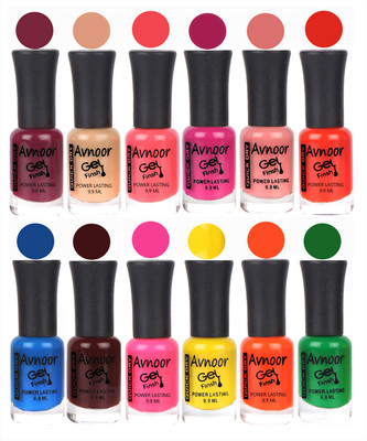 

Avnoor Trendy Color Gel Nail Polish Combo Set No 518 Multicolor(Pack of 12)