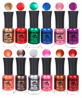 

Avnoor Trendy Color Gel Nail Polish Combo Set No 271 Multicolor(Pack of 12)