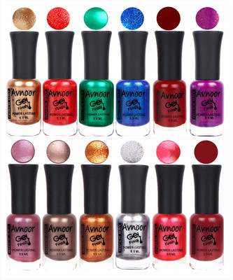 

Avnoor Trendy Color Gel Nail Polish Combo Set No 262 Multicolor(Pack of 12)