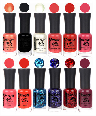 

Avnoor Trendy Color Gel Nail Polish Combo Set No 192 Multicolor(Pack of 12)