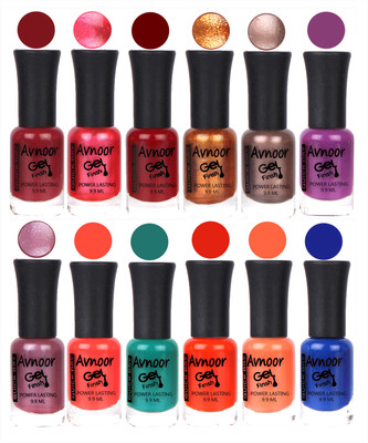

Avnoor Trendy Color Gel Nail Polish Combo Set No 353 Multicolor(Pack of 12)