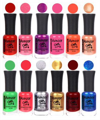 

Avnoor Trendy Color Gel Nail Polish Combo Set No 654 Multicolor(Pack of 12)