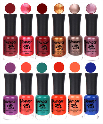 

Avnoor Trendy Color Gel Nail Polish Combo Set No 354 Multicolor(Pack of 12)