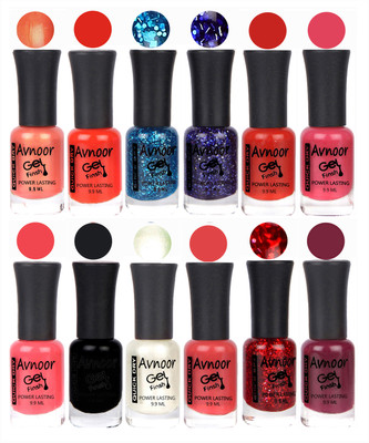 

Avnoor Trendy Color Gel Nail Polish Combo Set No 200 Multicolor(Pack of 12)