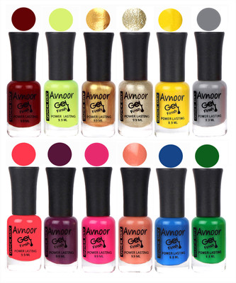 

Avnoor Trendy Color Gel Nail Polish Combo Set No 491 Multicolor(Pack of 12)