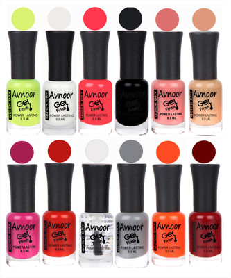 

Avnoor Trendy Color Gel Nail Polish Combo Set No 211 Multicolor(Pack of 12)