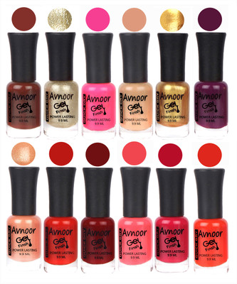 

Avnoor Trendy Color Gel Nail Polish Combo Set No 550 Multicolor(Pack of 12)