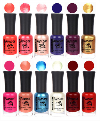 

Avnoor Trendy Color Gel Nail Polish Combo Set No 408 Multicolor(Pack of 12)