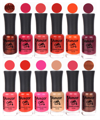 

Avnoor Trendy Color Gel Nail Polish Combo Set No 344 Multicolor(Pack of 12)