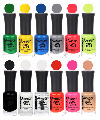 

Avnoor Trendy Color Gel Nail Polish Combo Set No 625 Multicolor(Pack of 12)