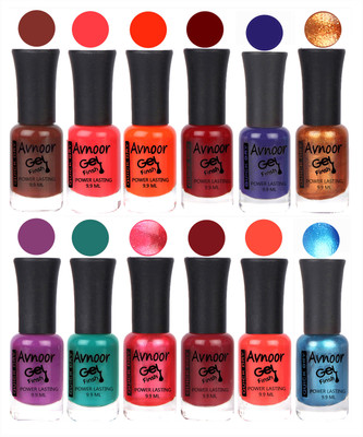 

Avnoor Trendy Color Gel Nail Polish Combo Set No 137 Multicolor(Pack of 12)