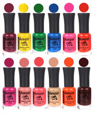 

Avnoor Trendy Color Gel Nail Polish Combo Set No 524 Multicolor(Pack of 12)