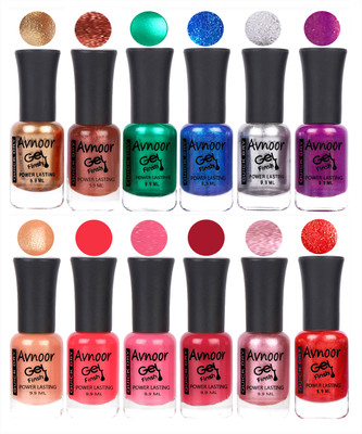 

Avnoor Trendy Color Gel Nail Polish Combo Set No 233 Multicolor(Pack of 12)