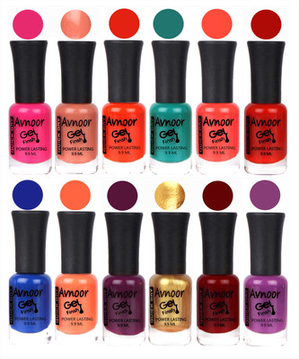 

Avnoor Trendy Color Gel Nail Polish Combo Set No 455 Multicolor(Pack of 12)