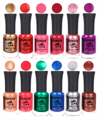 

Avnoor Trendy Color Gel Nail Polish Combo Set No 240 Multicolor(Pack of 12)