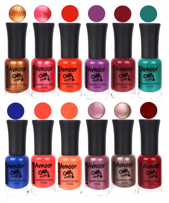 

Avnoor Trendy Color Gel Nail Polish Combo Set No 361 Multicolor(Pack of 12)