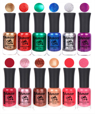 

Avnoor Trendy Color Gel Nail Polish Combo Set No 243 Multicolor(Pack of 12)