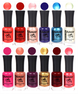 

Avnoor Trendy Color Gel Nail Polish Combo Set No 395 Multicolor(Pack of 12)