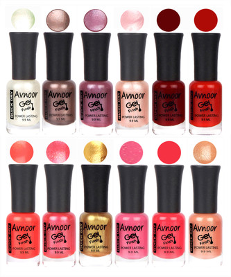 

Avnoor Trendy Color Gel Nail Polish Combo Set No 640 Multicolor(Pack of 12)