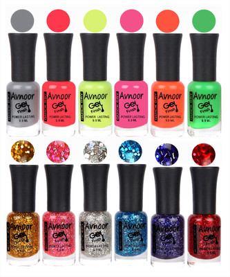 

Avnoor Trendy Color Gel Nail Polish Combo Set No 442 Multicolor(Pack of 12)
