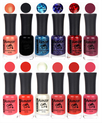 

Avnoor Trendy Color Gel Nail Polish Combo Set No 204 Multicolor(Pack of 12)