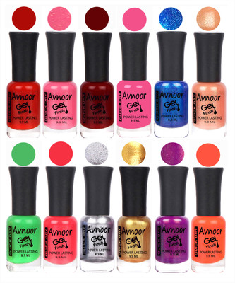 

Avnoor Trendy Color Gel Nail Polish Combo Set No 656 Multicolor(Pack of 12)