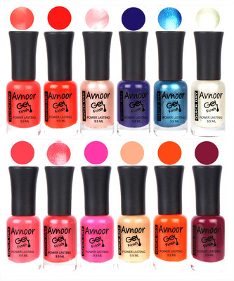 

Avnoor Trendy Color Gel Nail Polish Combo Set No 417 Multicolor(Pack of 12)