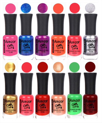 

Avnoor Trendy Color Gel Nail Polish Combo Set No 665 Multicolor(Pack of 12)