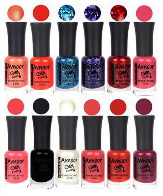 

Avnoor Trendy Color Gel Nail Polish Combo Set No 202 Multicolor(Pack of 12)