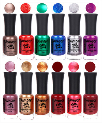 

Avnoor Trendy Color Gel Nail Polish Combo Set No 248 Multicolor(Pack of 12)