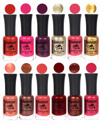 

Avnoor Trendy Color Gel Nail Polish Combo Set No 332 Multicolor(Pack of 12)