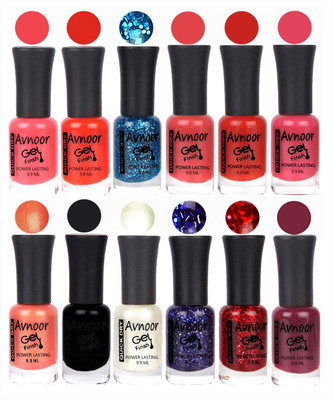 

Avnoor Trendy Color Gel Nail Polish Combo Set No 193 Multicolor(Pack of 12)