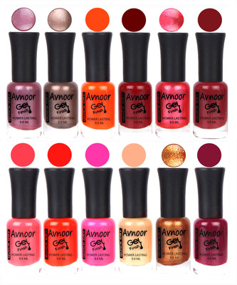

Avnoor Trendy Color Gel Nail Polish Combo Set No 379 Multicolor(Pack of 12)