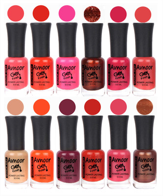 

Avnoor Trendy Color Gel Nail Polish Combo Set No 335 Multicolor(Pack of 12)